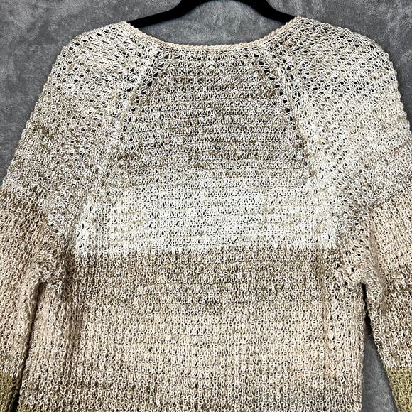 Free People Knit Cardigan Sweater Womens M Crochet Striped Oversized Lagenlook - Picture 5 of 9